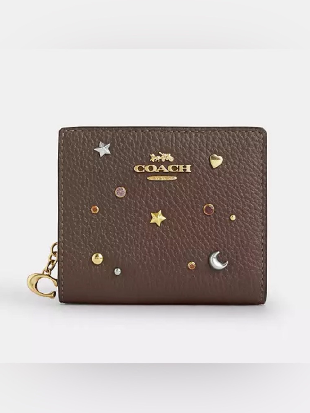 Last one! New Coach Snap Wallet With Rivets CDM38 pebbled leather - Picture 1 of 6